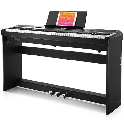 Abbildung von Donner E Piano 88 Tasten, Halb Gewichteten Anfänger Klavier, Digital mit Abnehmbarer Klavierständer und Pedal, DEP 10S Schwarz