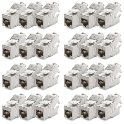 Abbildung von deleyCON 24x Keystone Modul CAT 6a Jack Vollgeschirmt STP RJ45 Buchse Werkzeugfrei Dank Snap In Montage Rohkabel 500 MHz 10 Gbit/s