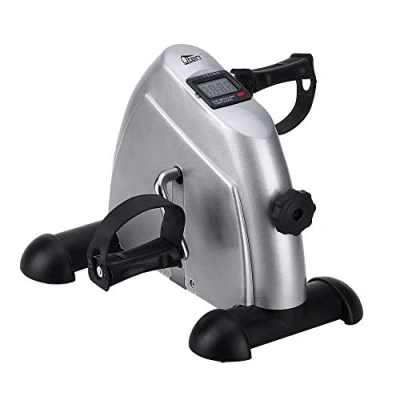Abbildung von Uten Beintrainer, Heimtrainer Mini Bike Arm und Beintrainer für Zuhause Büro Einstellbarer Widerstand mit Rutschfester Matte Senioren Reha Maßnahmen Silber