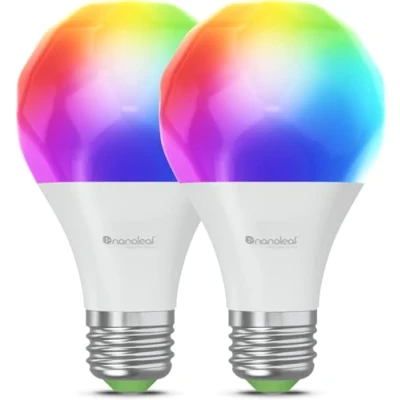 Abbildung von Nanoleaf Matter Essentials WLAN Glühbirnen E27, 2 smarte RGBW LED Lampen 16 Mio. Farben, Dimmbar &amp; Fernbedienung, App Sprachsteuerung (kompatibel mit Alexa, Apple Google Home), Deko Gaming