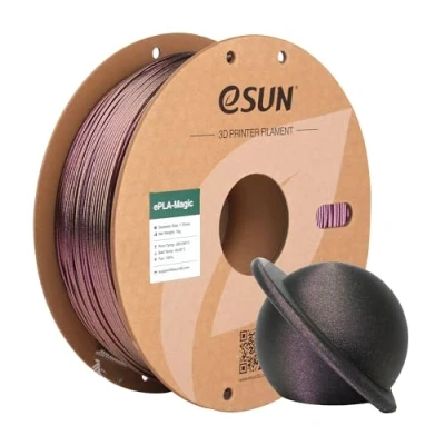Abbildung von eSUN Dual Color PLA Filament 1.75mm, ePLA Magic Glitter 3D Drucker Filament, Maßgenauigkeit +/ 0.05mm, 1KG Spule (2.2 LBS) für Drucker, Dunkel Glänzendes Violett