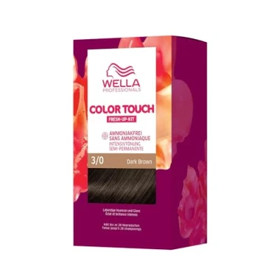 Abbildung von Wella Professionals Color Touch demi permanente Haarfarbe ohne Ammoniak Haarfärbemittel mit bis zu 50 % Grauhaar Abdeckung Ansatz Kit inkl. Haarmaske 3/0 Dark Brown (130 ml)