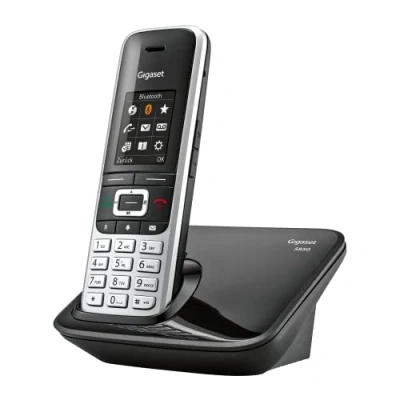 Abbildung von Gigaset S850 Schnurloses Telefon ohne Anrufbeantworter extragroßes Adressbuch Headsetanschluss &amp; Reichweitenwarnton Freisprechfunktion optisches Signal für entgangene Anrufe, platin schwarz