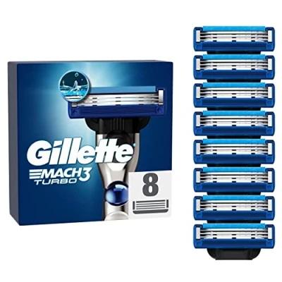 Abbildung von Gillette Mach3 Turbo Rasierklingen für Rasierer, 8 Ersatzklingen Nassrasierer Herren mit 3 fach Klinge