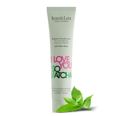 Abbildung von Jean &amp; Len Handcreme I Love You So Matcha, für normale bis trockene Hände, versorgt die Hände mit Feuchtigkeit, zieht schnell ein, vegane Handpflege, ohne Parabene Silikone, 75 ml