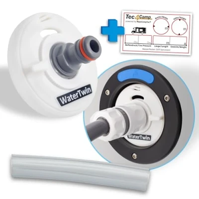 Abbildung von MaJoCompTec® WATERTWIN Tankdeckel mit Wasseranschluss Wassertankdeckel Befülladapter für Wassereinfüllstutzen Wohnmobil Wohnwagen Zubehör (ECO Version, Adapter 3 PIN D:78)