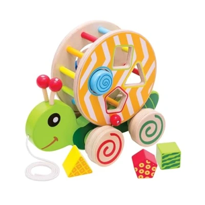 Abbildung von Eichhorn 100002231 NachziehStecktier, mit 4 versch. Steckbausteinen, Birkenholzspielzeug Bewegung, für Kinder ab 1 Jahr, Größe: 15x24x19,5cm