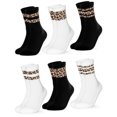 Abbildung von Occulto Damen Tier Muster Tennis Socken 6er Pack (Modell: Nala) Leopard 35 38