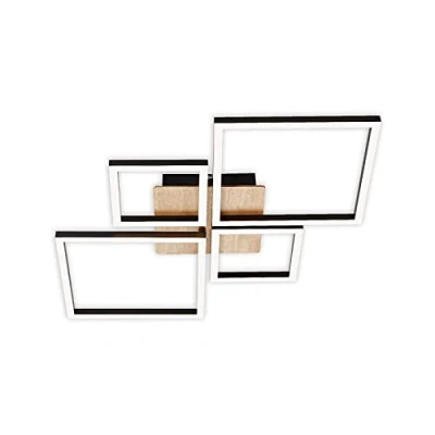 Abbildung von BRILONER Leuchten LED Deckenleuchte schwenkbar, Deckenlampe dimmbar, 48 Watt, 4.000 Lumen, 3.000 Kelvin, Schwarz Holz, 750x470x73mm (LxBxH) 3128 014
