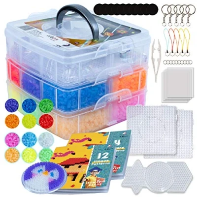 Abbildung von La Manuli 10000 Bügelperlen Set Neon und Leuchtend im Dunkeln von Andere Marken Kompatibel 5 platten 16 Vorlagen 12 Farben 5mm VOLLSTÄNDIGER Satz Glow in The Dark