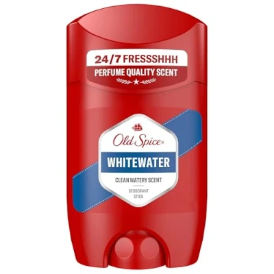 Abbildung von Old Spice Whitewater Deo Stick für Männer, 50ml, 48H Frische, langanhaltender Duft in Parfümqualität, 0% Aluminiumsalze, keine Flecken auf Schwarz &amp; Weiss, hergestellt aus 50% recyceltem Plastik