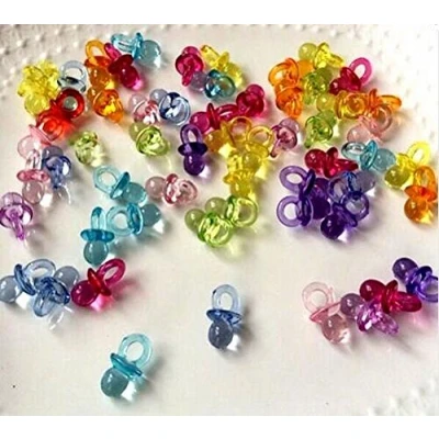 Abbildung von CHSYOO 100 x Mini Deko Schnuller Set, Konfetti Tischdeko Confetti Streudeko Mitgebsel Geschenk für Taufe Babyshower Babyparty Hochzeit Geburtstag Kinder Party, Mischfarben