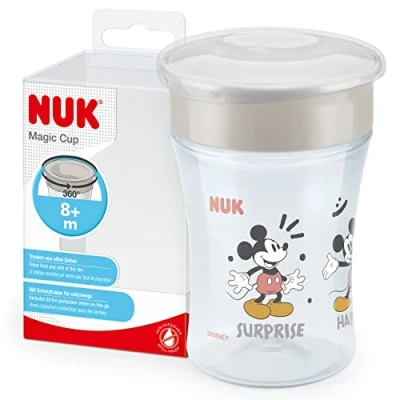 Abbildung von NUK Magic Cup Trinklernbecher 8+ Monate 230 ml auslaufsicherer 360 Trinkrand BPA frei Disney Mickey Maus grau