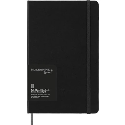 Abbildung von Moleskine Smart Notebook, Writing System, Digitaler Notizblock mit Hardcover, Linierten Seiten und Elastischem Verschluss, Größe Large 13 x 21 cm, Farbe Schwarz