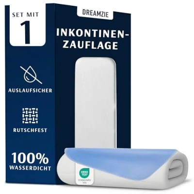 Abbildung von Dreamzie Inkontinenzunterlage Waschbar 50 x 70 cm Matratzenschoner Saugfähig und Wasserdicht Inkontinenz Bettunterlage