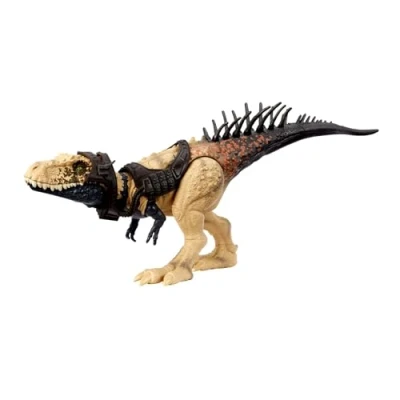 Abbildung von Jurassic World Dinosaurier Spielzeug, Bistahieversor Gigantic Trackers große Spezies Actionfigur mit Angriffsbewegung und Tracking Ausrüstung, digitaler Spielspaß, HLP27