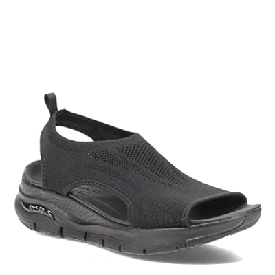 Abbildung von Skechers Arch Fit City Catch Damen Sandalen, Black Knit, 36 EU