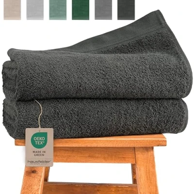 Abbildung von Hausfelder Duschtuch 70 x140 Premium Badetuch 500g/m² 100% Baumwolle Duschhandtuch Handtücher Set, Ökotex Zertifiziert (70 x 140 cm Anthrazit Grau)