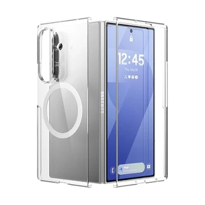 Abbildung von elago Magnetische Clear Hülle Kompatibel mit Samsung Galaxy Z Fold 7, MagSafe Ladegerät, Starke Magnetkraft, Hochwertiges PC Material, Stoßfester Rahmen (Transparent)