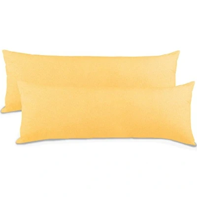 Abbildung von aqua textil Classic Line Kissenbezug 2er Set 40 x 200 cm Creme gelb Baumwolle Seitenschläferkissen Bezug Reißverschluss