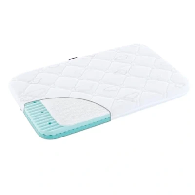 Abbildung von TRÄUMELAND Beistellbett Matratze AIR 50x83x7 cm mit 4 abgerundeten Ecken, atmungsaktive Baby Matratze, Öko Tex 100 zertifiziert, hautfreundlich, allergikergeeignet, Made in Austria