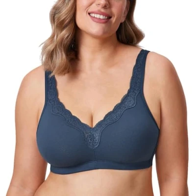 Abbildung von DELIMIRA Damen Cotton BH Ohne Bügel Baumwolle Große Größen Vollschalen Polster Sargasso 90F