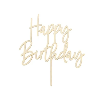 Abbildung von Cake Topper Happy Birthday Holz 16,5cm Tortendeko Kuchendeko Cupcake Kuchen Torten Geburtstag Party