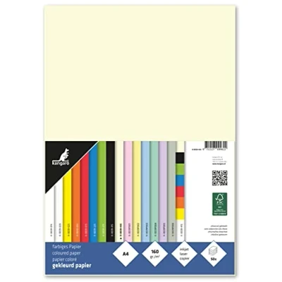 Abbildung von Kangaro Tonpapier Beige DIN A4 160g/m² FSC mix 50 pack Briefpapier Bastelpapier DIY, K 0039 435