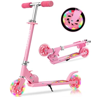 Abbildung von TENBOOM Roller Kinder ab 3 Jahre, 2 räder Klappbar Scooter,3 Höhenverstellbare Kinderroller,Led Kinderscooter für Mädchen Jungen