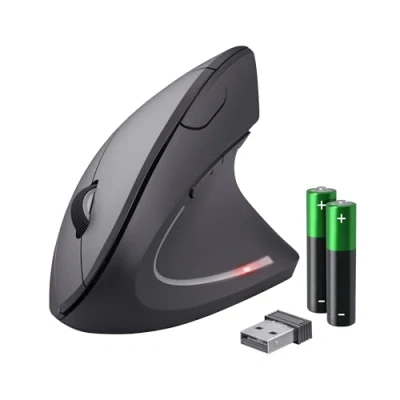 Abbildung von Trust Verto Kabellose Vertikale Maus, Wireless Ergonomische Vorbeugung Gegen Mausarm/Tennisarm (RSI Syndrom), 800 1600 DPI, Funkmaus für Rechtshänder, PC, Computer, Laptop, Mac, mit Batterien