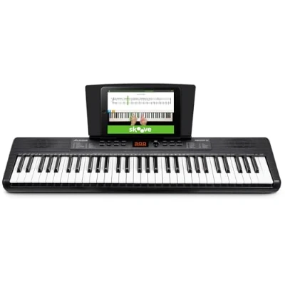 Abbildung von Alesis Melody 61 Keyboard Piano für Einsteiger mit Tasten, Lautsprechern, Tablet /Notenablage, 300 Sounds und Musiklektionen