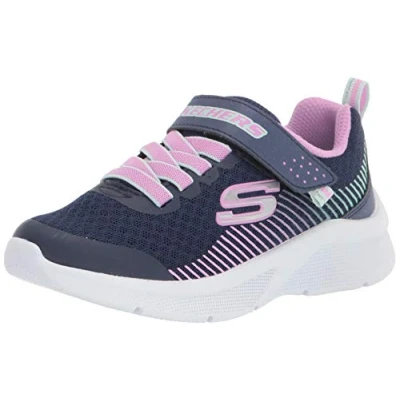 Abbildung von Skechers Mädchen Microspec Sneaker, Navy Mesh Lavender &amp; Mint Trim, 34 EU