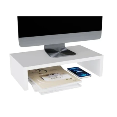 Abbildung von ComfortCove Monitorständer, 1 stufiger Ständer für Computermonitore, Laptopständer, Computerständer, Druckerständer mit Ablagefach, ideal Ihr Heimbüro, Weiß