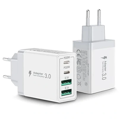 Abbildung von 2er Pack USB C Ladegerät, Aioneus 40W Schnellladegerät 4 Ports PD+QC Netzteil, Mehrfach Power Adapter für iPhone 15 Plus 14 Pro Max 13 12 Mini 11 SE XS XR 8, Samsung, Handy