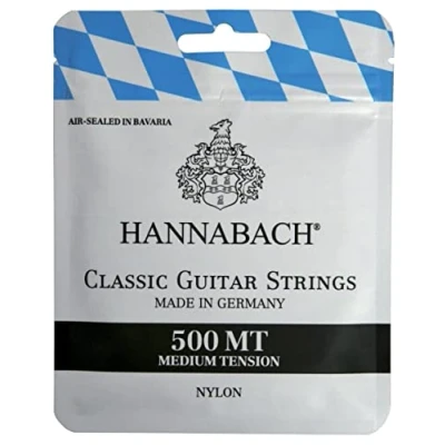 Abbildung von Hannabach 500MT Saiten für Klassikgitarre Satz Medium Tension, Diskantsaiten: Nylon, Bass: Nylonkern mit versilbertem Kupferdraht umsponnen