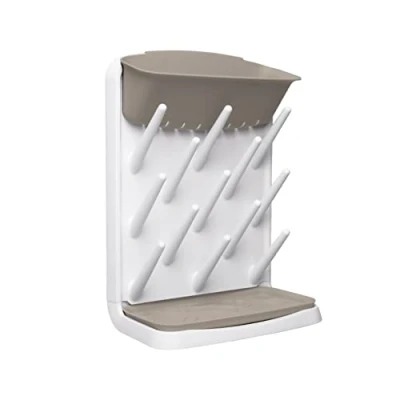 Abbildung von Ubbi Vertical Baby Bottle Drying Rack, Space Saving Countertop Rack Accessory, Taupe
