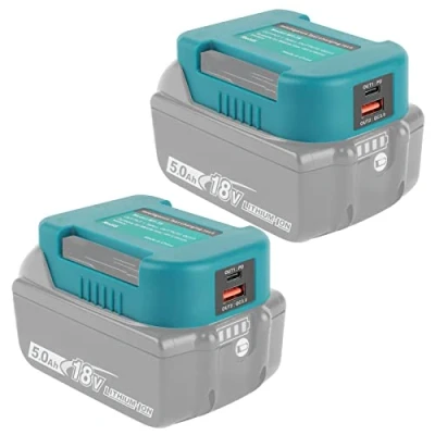 Abbildung von QUPERR 2 Pack Akku Adapter, USB Ladegerät Adapter kompatibel mit Makita 18V Lithium Ionen Dual Handy Typ C Schnellladung (Nur Adapter)