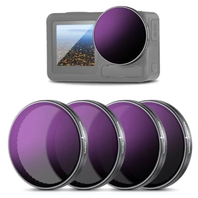 Abbildung von NEEWER ND/PL Filter Set Kompatibel mit DJI Osmo Action 3/4/5 Pro, 4er Pack ND8/PL+ND16/PL+ND32/PL+ND64/PL Graufilter Actionkamera Zubehör, Mehrfach beschichtetes optisches HD Glas, FL A77