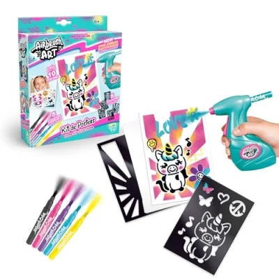 Abbildung von Canal Toys Airbrush Art AIR 015 Poster Maker Kit und elektrische Airbrushpistole mit Farbmarkierungen, 1 Set, mehrfarbig