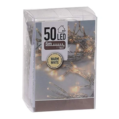 Abbildung von LED Lichterkette warm weiß mit Timer 5 m Länge 50 Weihnachts Beleuchtung für Innen Indoor Weihnachten Advent Winter Tisch Fenster Deko Batterie betrieben