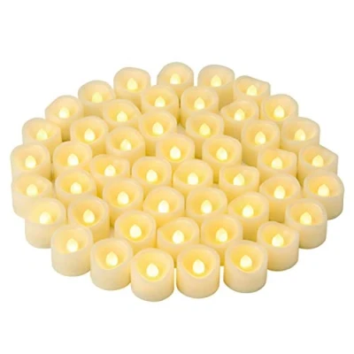 Abbildung von 48 Stück LED Teelichter Kerzen mit Batterie, Warmweiß Elektrische Flammenlos Votivkerzen, Flackernd Flamme für Outdoor Party Garten Halloween Weihnachten Hochzeits Deko