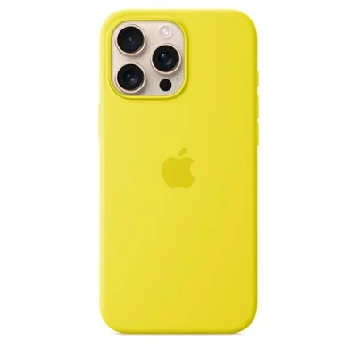 Abbildung von Apple Silikon Back Cover Gelb MagSafe iPhone 16 Pro Max