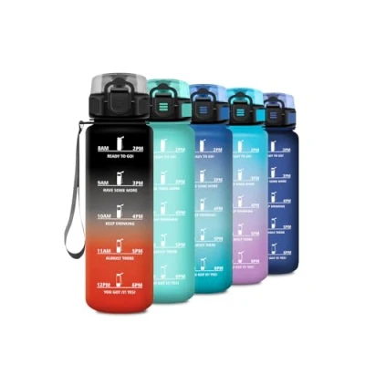 Abbildung von Trinkflasche Kinder 500ml, mit Filte, Kohlensäure Geeignet, Auslaufsicher, Motivierende Wasserflasche Zeitmarkierung, Sportflasche für Fitness, Camping, Fahhrad, Wandern, Yoga
