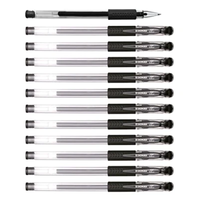 Abbildung von DONAU Gelkugelschreiber Gelstifte Kugelschreiber Gelschreiber / Geltinte Farbe: Schwarz Classic/ 12 Stück (12er Pack)/ Kugeldurchmesser: 0,5 mm/ Wasserfeste und Nicht verblassende Tinte/