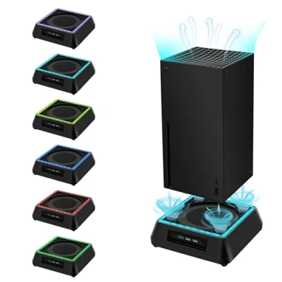 Abbildung von Mcbazel Xbox Serie x Lüfter Series ständer mit RGB Licht/Einstellbare Kühlfunktion/LED Anzeige/USB 3.0 /USB 2.0 Ports für