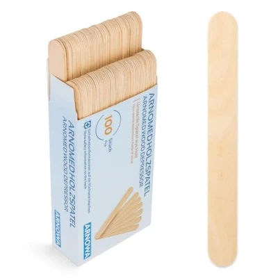 Abbildung von 100x Holzspatel, ARNOMED Holzstäbchen zum Basteln, Eisstiele aus Holz 15x1,8cm, Holzspachtel DIY, Eisstäbchen Holz, Einweg Spatel für Kosmetik, Holzspachtel, Bastel Zubehör