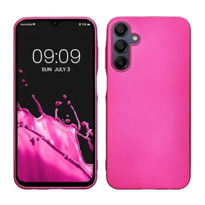 Abbildung von kwmobile Case kompatibel mit Samsung Galaxy A15 5G Hülle Schutzhülle aus Silikon metallisch schimmernd Handyhülle Metallic Pink