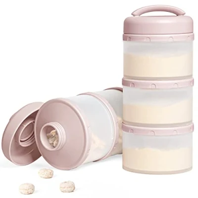 Abbildung von Termichy Milchpulver Portionierer Baby Stapelbar Aufbewahrungsbox 2 Stück (Hellrosa)