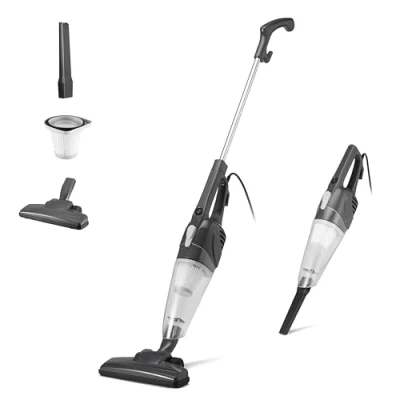 Abbildung von Amazon Basics Stielstaubsauger, 2 in 1 Gerät mit Kabel, ECO Motor, HEPA Filter, geringes Gewicht, Schwarz