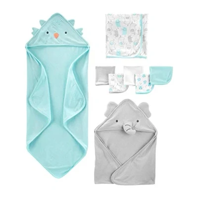 Abbildung von Simple Joys by Carter&#039;s Unisex Baby 8 teiliges Handtuch und Waschlappen Set, Aquablau/Grau, Einheitsgröße